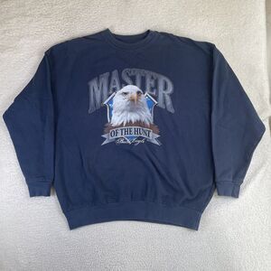 VTG Lost Creek Eagle Sweatshirt Mens XL Blue Graphic Crewneck Master of the Hunt